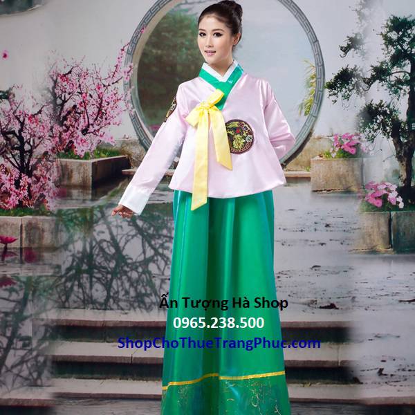 Hanbok nữ váy xanh lá